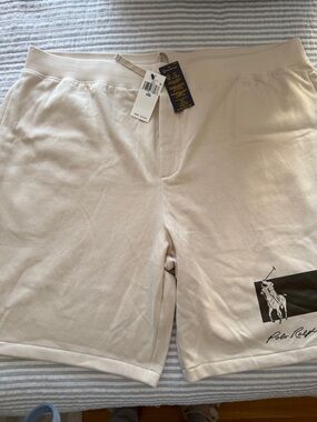 Polo by Ralph Lauren Beige Men’s Logo Cotton Athletic Shorts